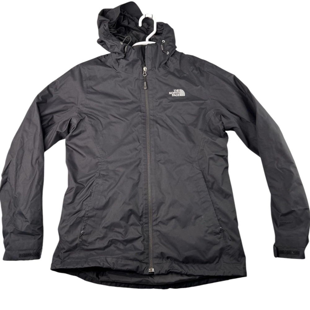 The North Face Jacket DryVent Women M Black Hooded Zip Rain Coat Mock Neck Lined